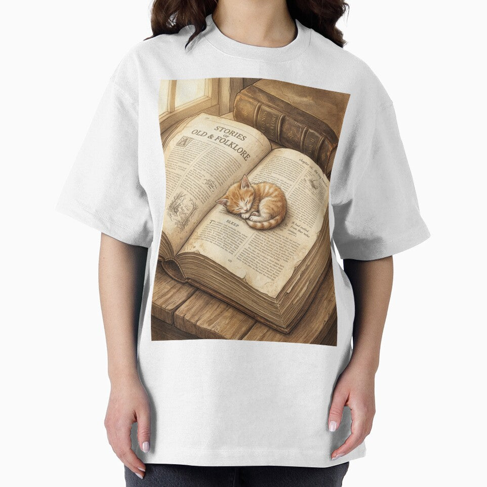 Tiny Kitten Sleeping on a Giant Vintage Book Miniature Illustration by DuckOddity