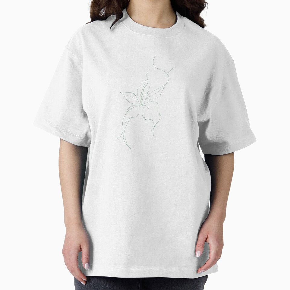 Abstract Floral Flow – Minimal Green Line Art Sticker by alicebq