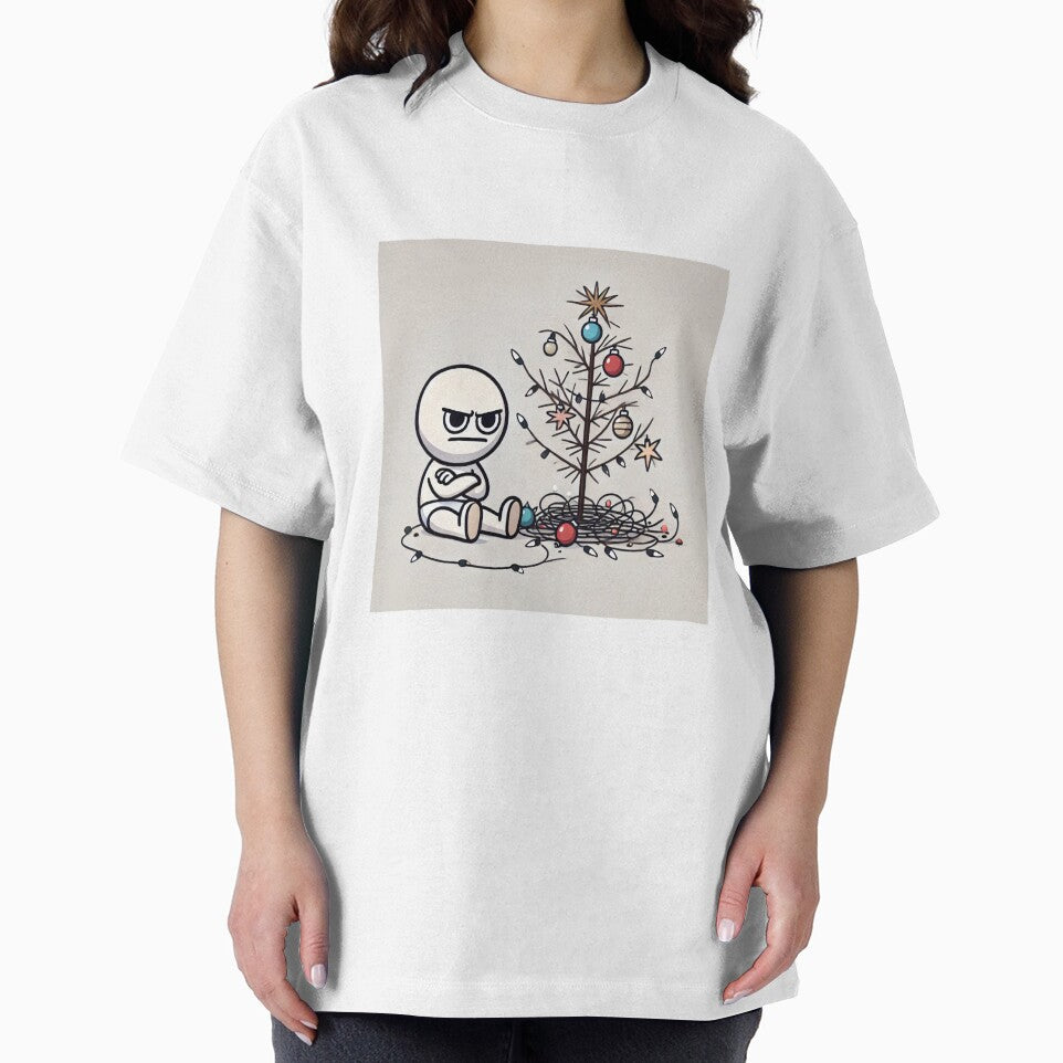 Frustrated Holiday Cartoon with Tangled Lights by dagzzzol