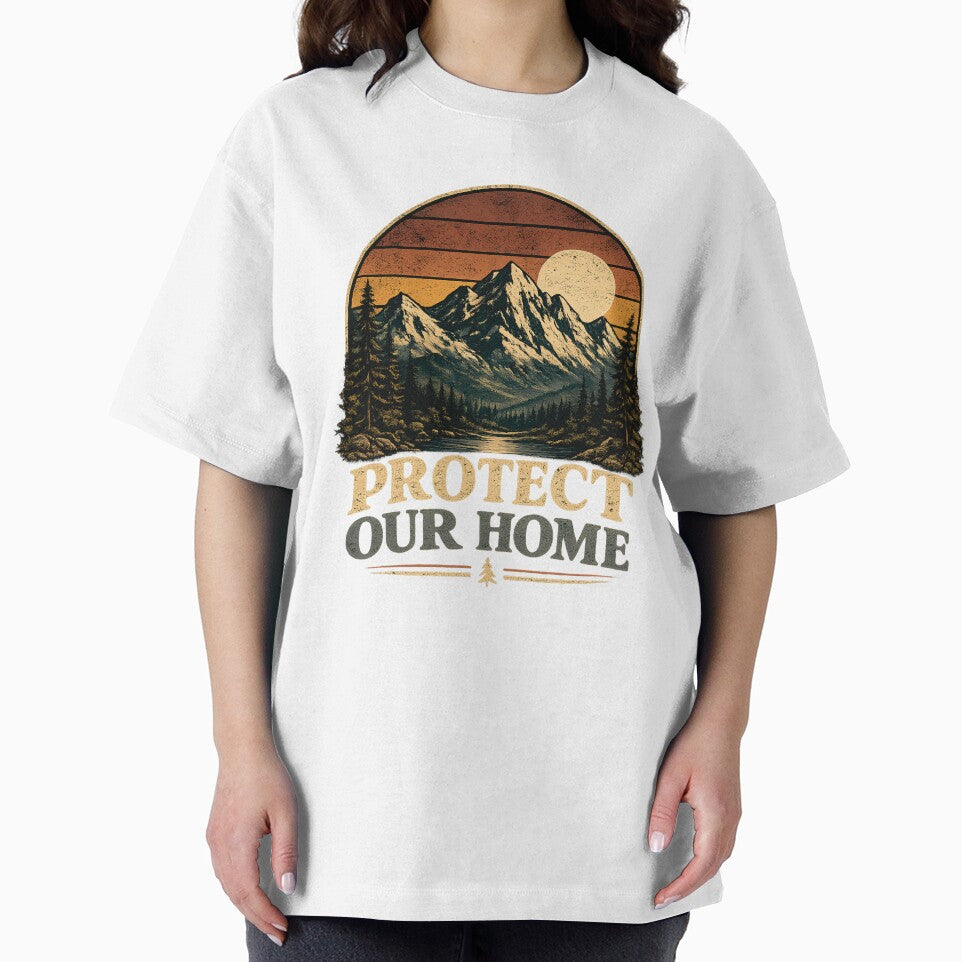 Retro Protect Our Home Mountain Art by NeoPrintArt