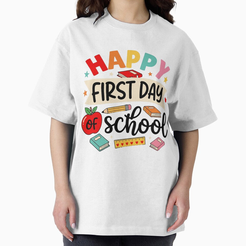 Happy First Day of School Colorful Retro Design by SiarheiYur