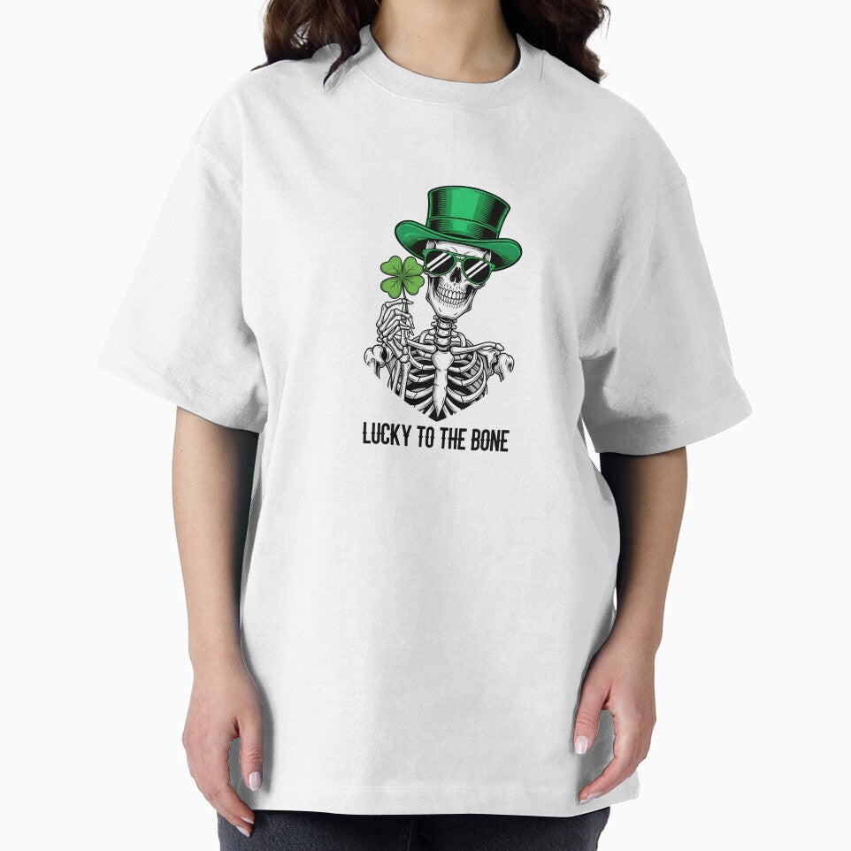 Lucky To The Bone - Cool St. Patrick's Day Skeleton Skull Art by Latikshop