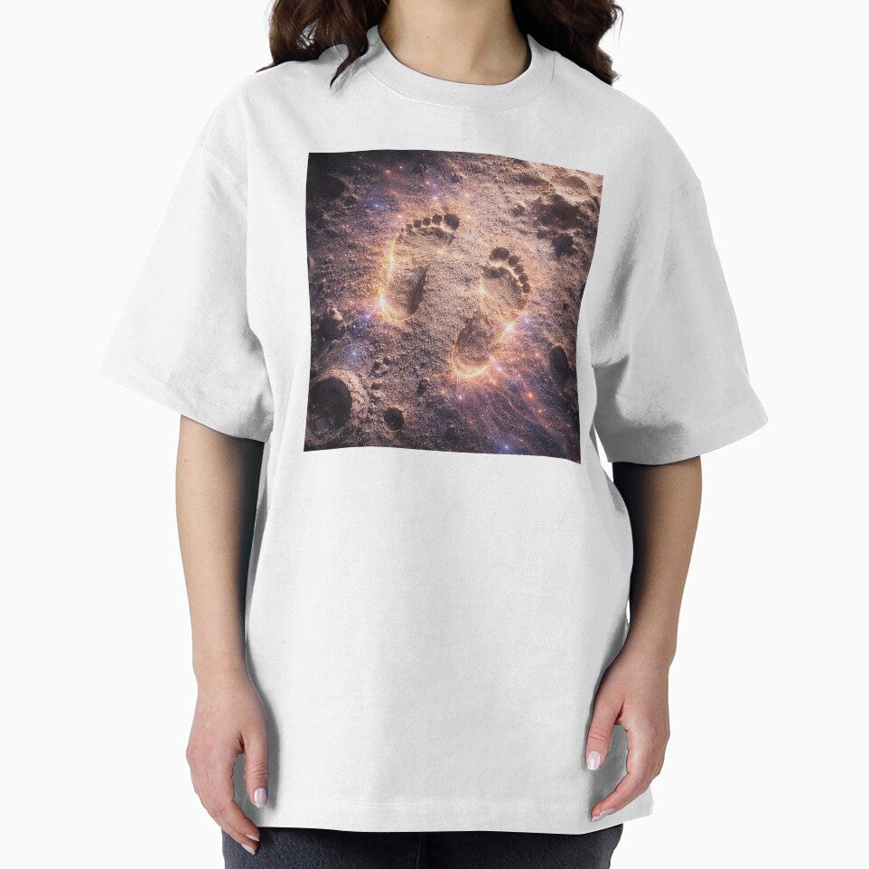 Jesus Footprint on the Moon – Moon Aesthetic Celestial Space Art by ImaginingNebulae