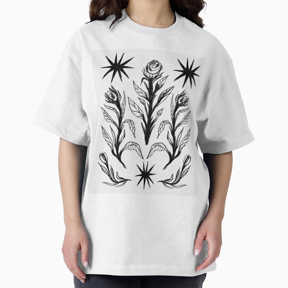 Black Botanical Line Art Floral Illustration by AnnaVikhrArt