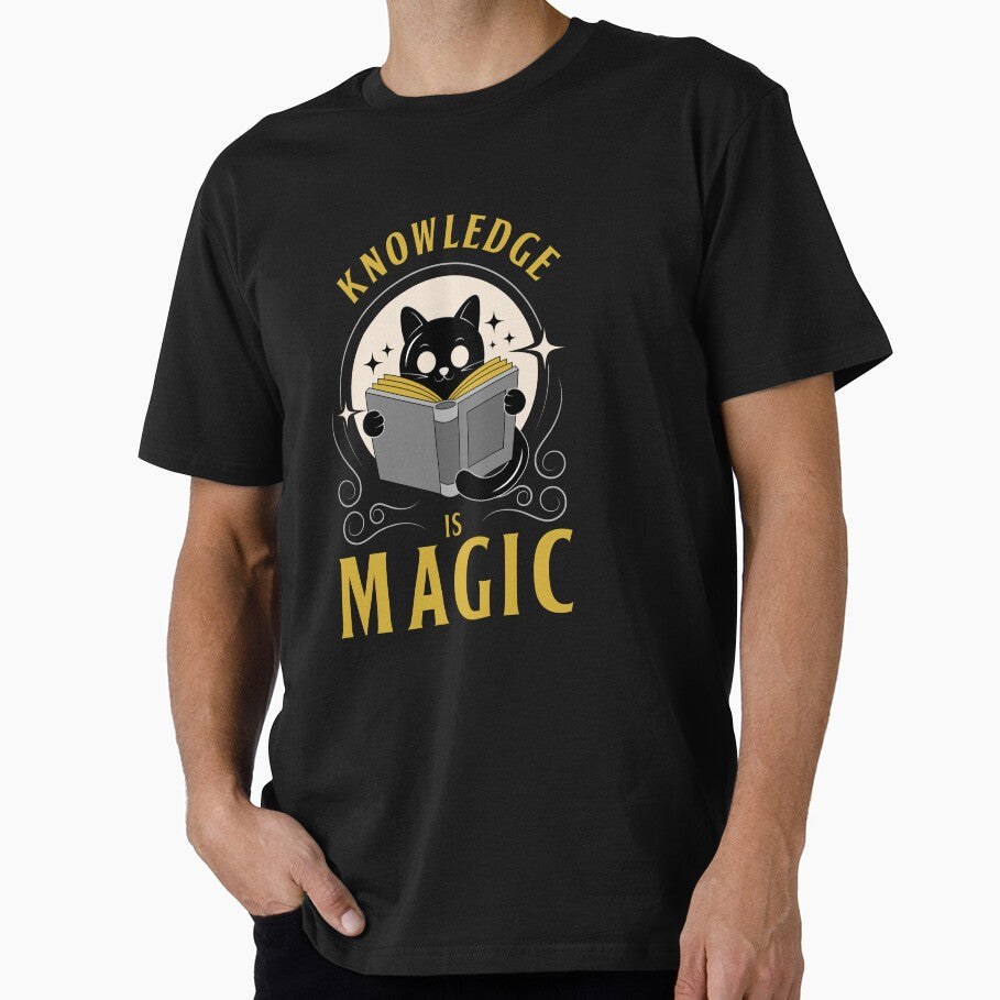 Knowledge Is Magic – Cute Cat Reading Book - For Book Lover Fantasy Design by DREEMBLOOM Designs