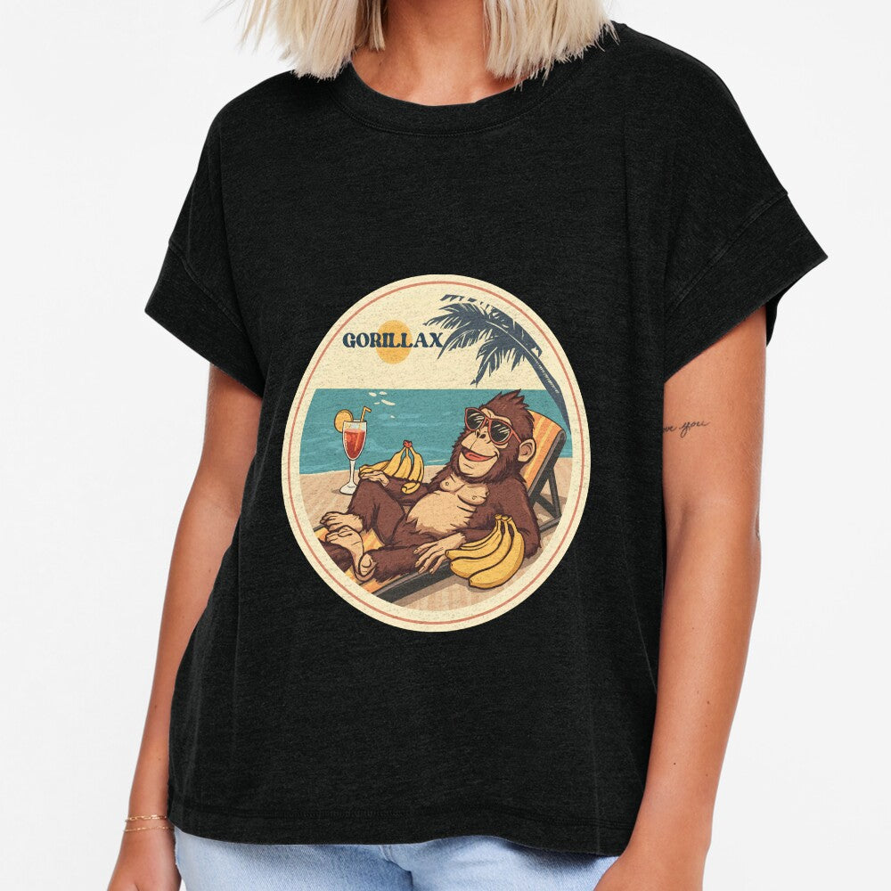 Gorillax - Cool Gorilla Chilling at the Beach Retro Illustration by MarrysLifestyle