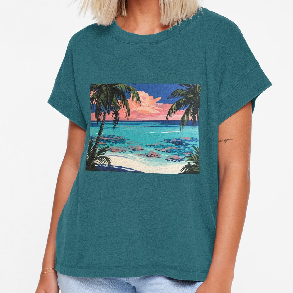 Tropical Palm Tree Beach Sunset Painting by Nexus Space