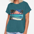 Tropical Palm Tree Beach Sunset Painting by Nexus Space