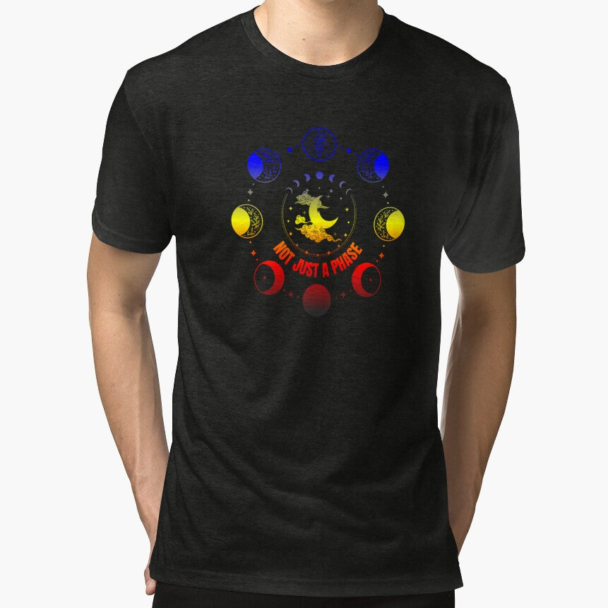 Moon Phases, Not Just A Phase graphic, Polyamory pride flag graphic, sun moon and stars, pride graphic, Astronomy, night sky, star gazing, Full Moon, Crescent moon, outdoors, nature, by PrideBeProud