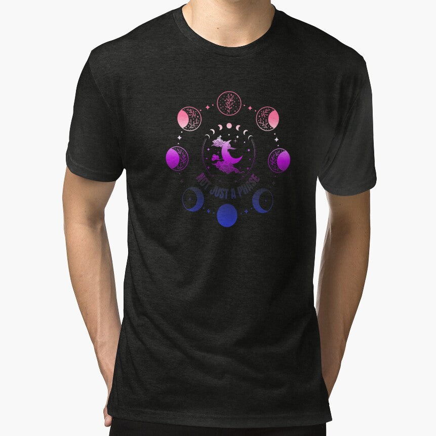 Moon Phases, Not Just A Phase graphic, Genderfluid pride flag graphic, sun moon and stars, pride graphic, Astronomy, night sky, star gazing, Full Moon, Crescent moon, outdoors, nature, by PrideBeProud