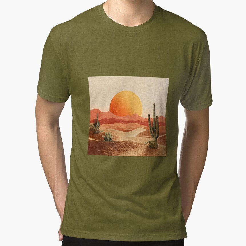 Retro desert landscape with cacti – vintage sunset nature motif for outdoor and adventure fans by Meiersbeste