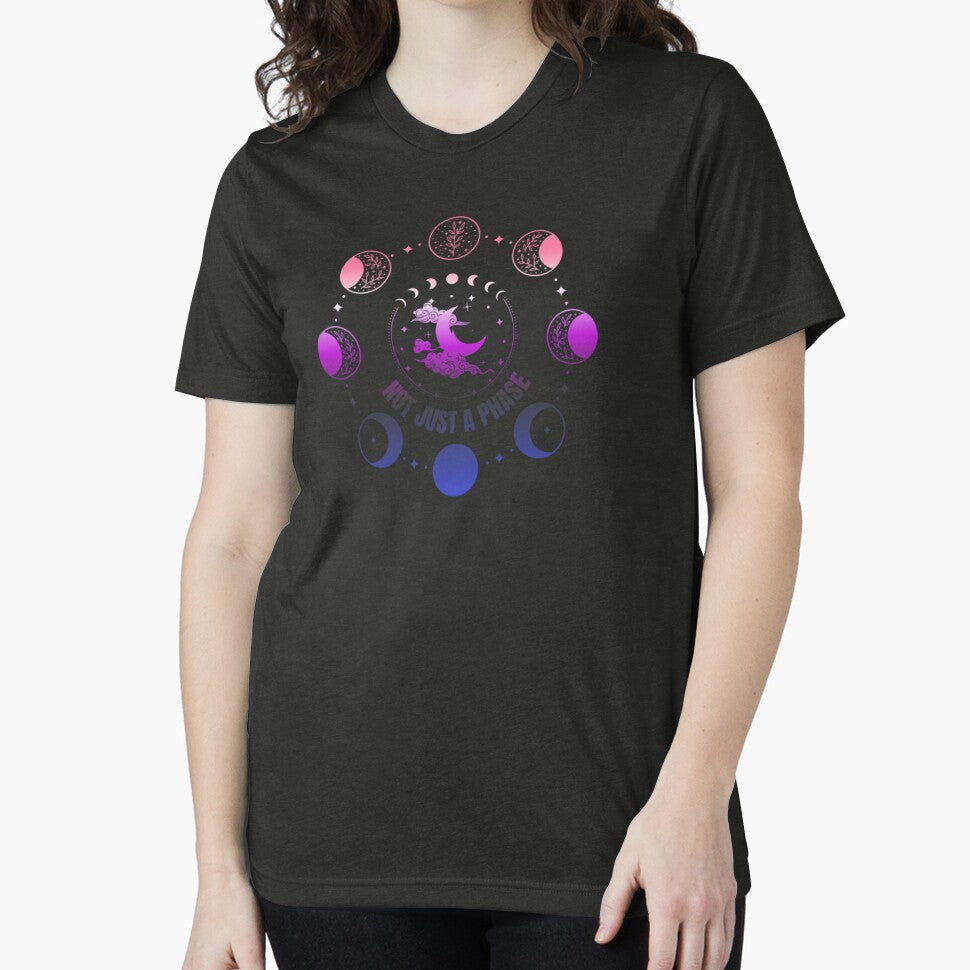 Moon Phases, Not Just A Phase graphic, Genderfluid pride flag graphic, sun moon and stars, pride graphic, Astronomy, night sky, star gazing, Full Moon, Crescent moon, outdoors, nature, by PrideBeProud
