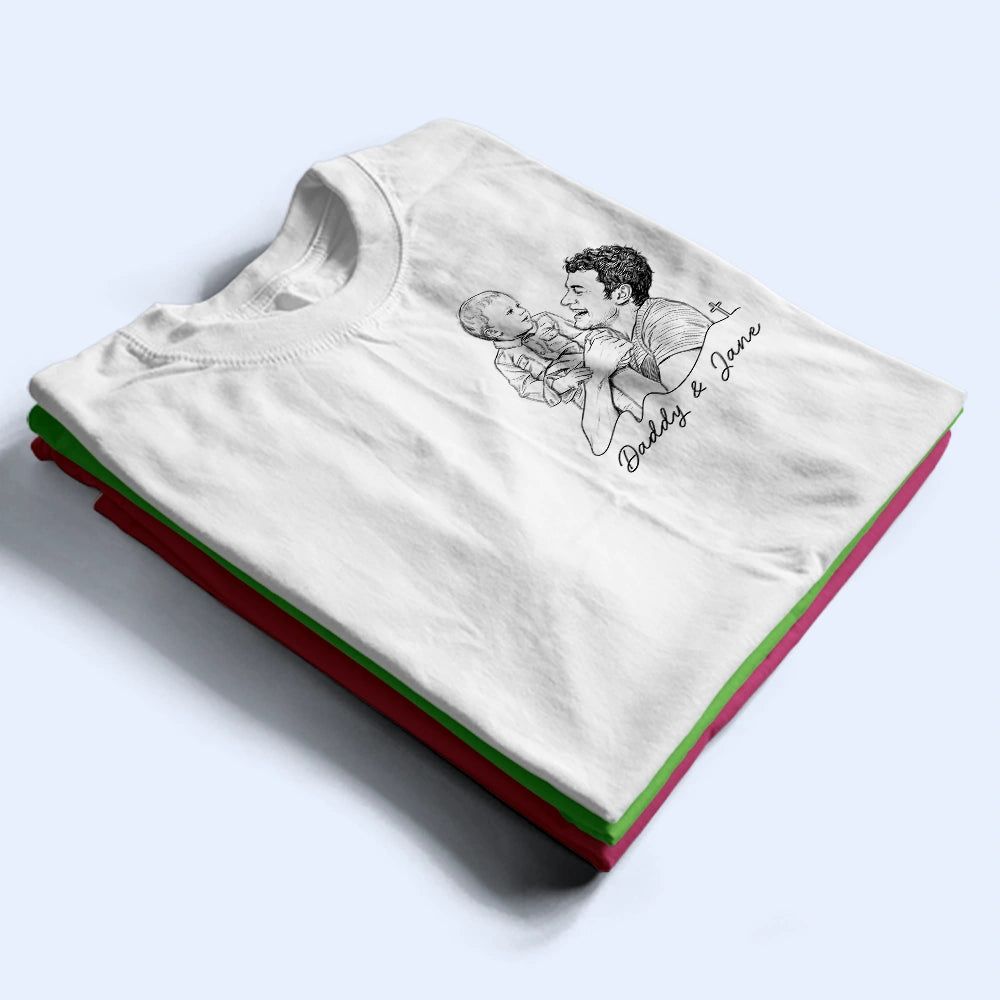 Custom Photo Pencil Sketch Dad On A Mission - Personalized T Shirt