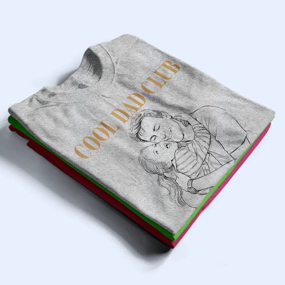 Custom Photo White Pencil Sketch Art Best Dad Ever Portrait - Personalized T Shirt