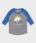 Youth Los Angeles Chargers Big Helmet Raglan