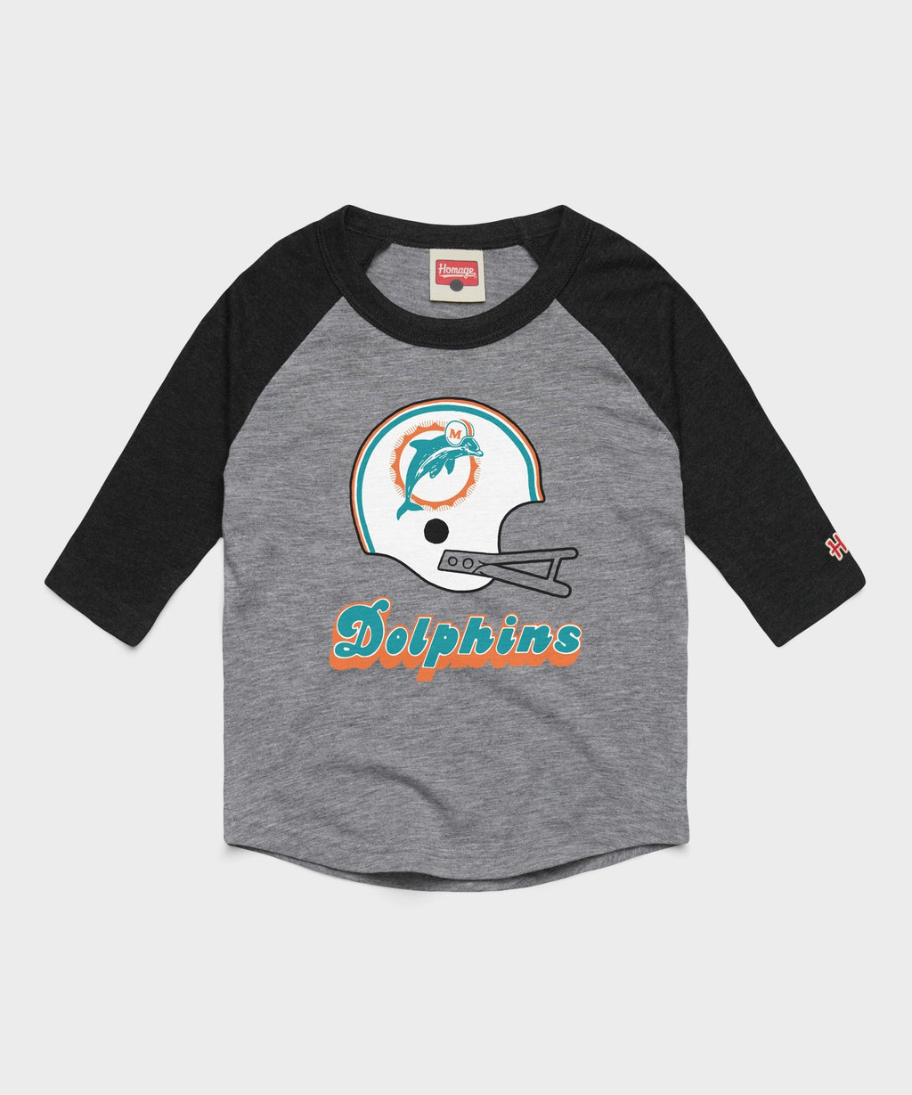 Youth Miami Dolphins Big Helmet Raglan