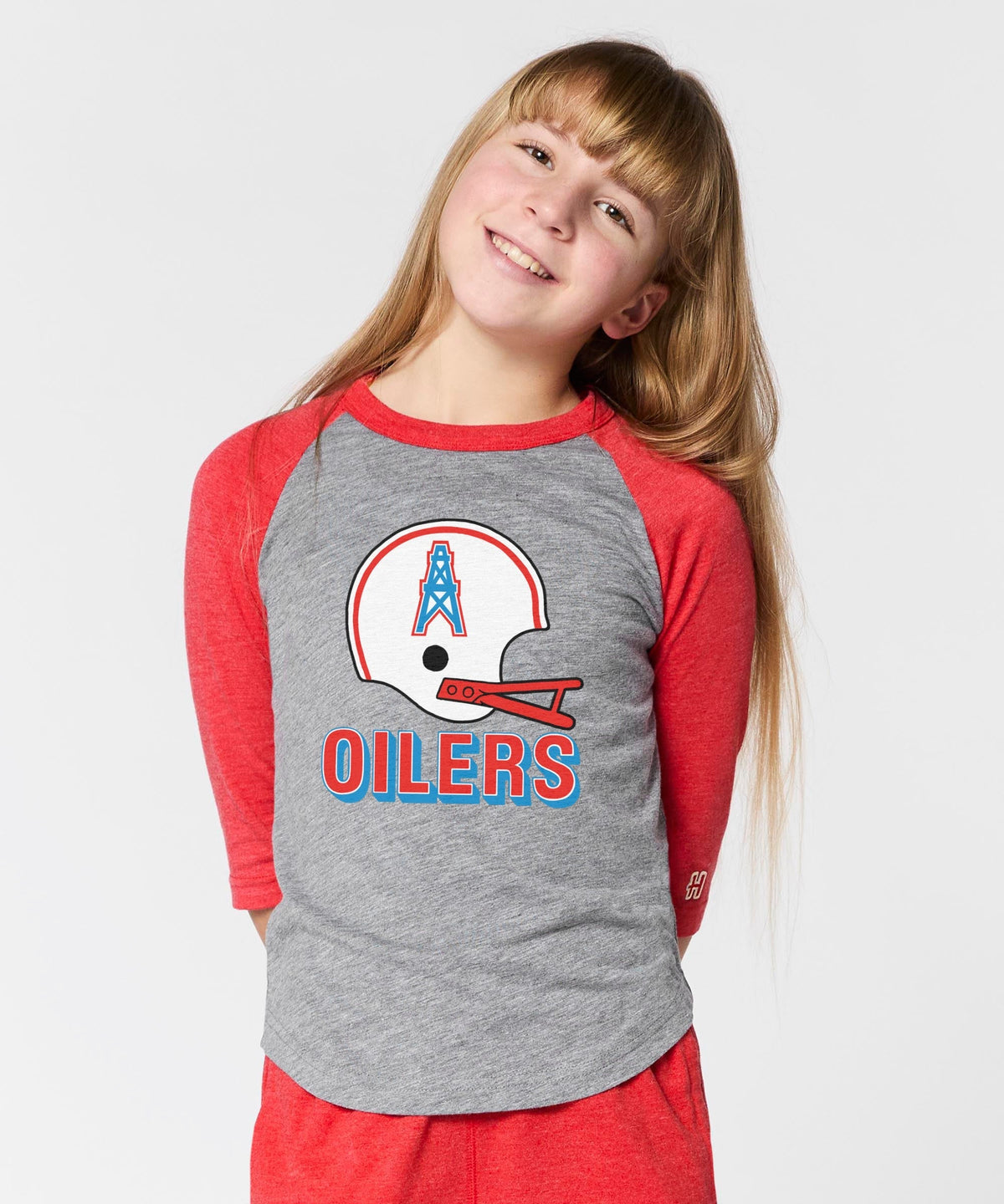 Youth Oilers Football Big Helmet Raglan